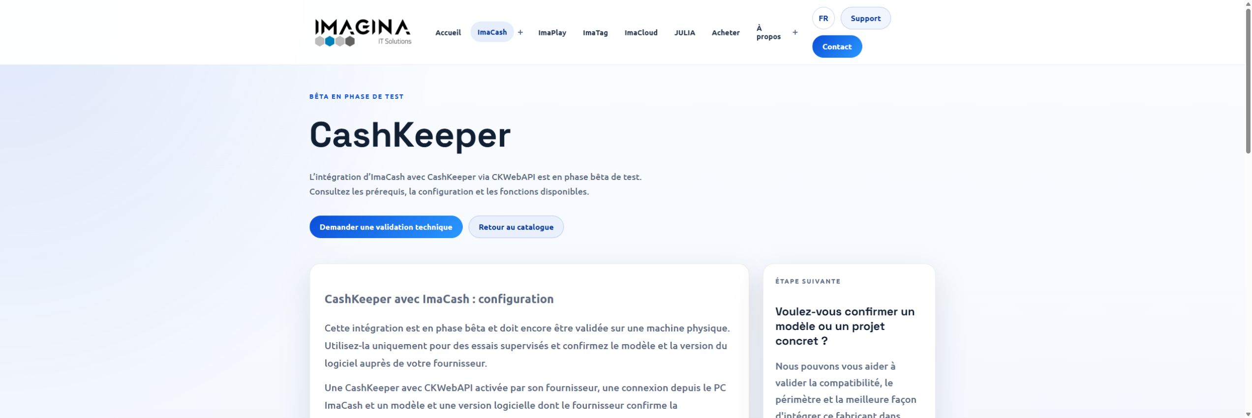 Capture de la fiche publique CashKeeper, avec l’état bêta visible.