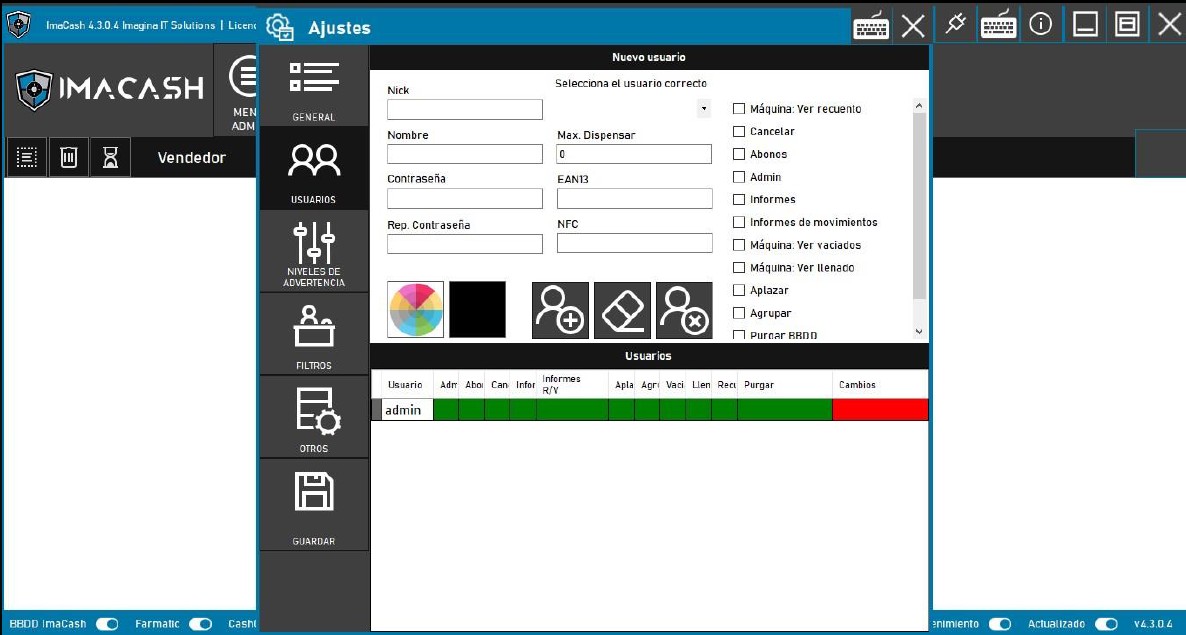 Administración de usuarios en ImaCash